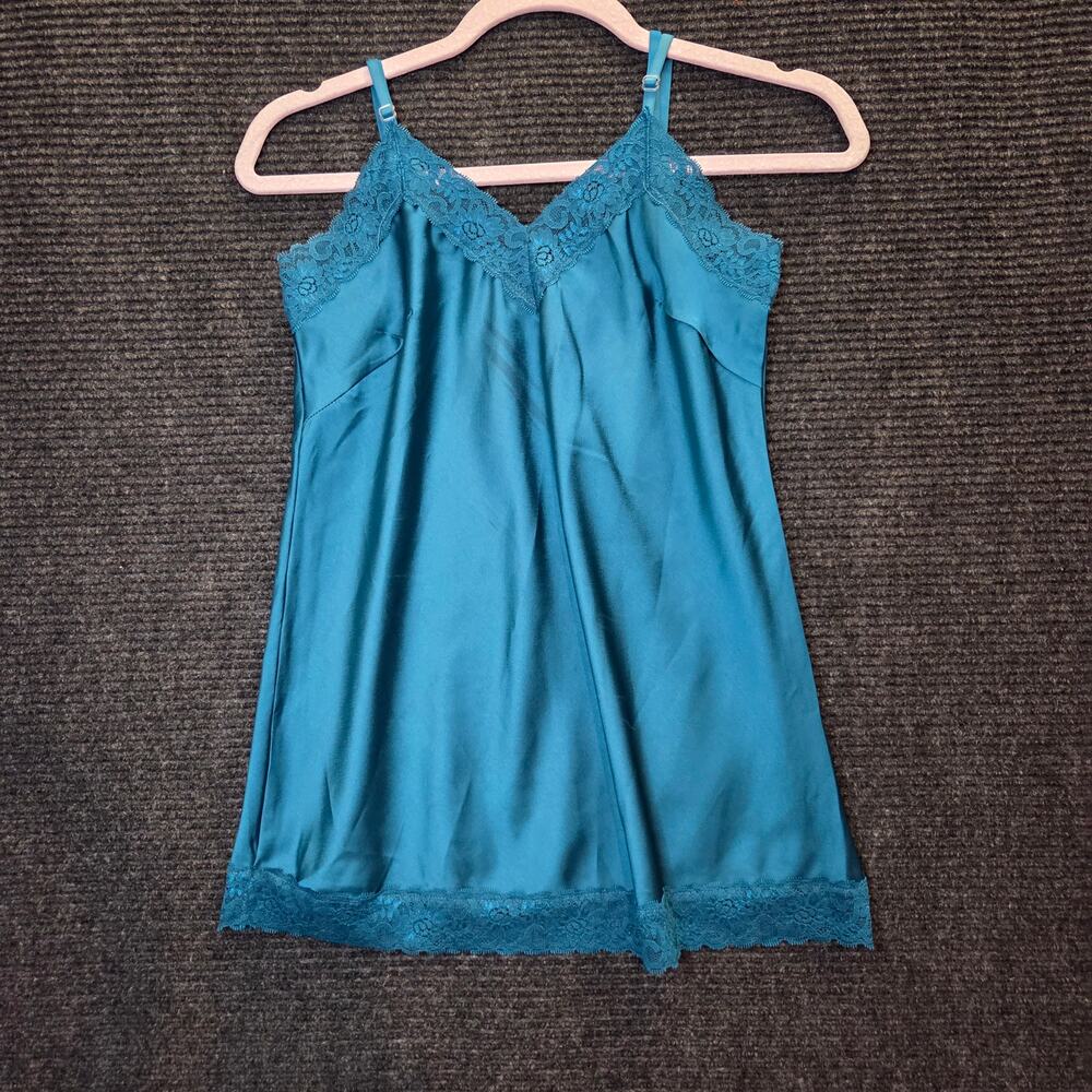 Teal Blue Satin Lace Cami Y2k Small